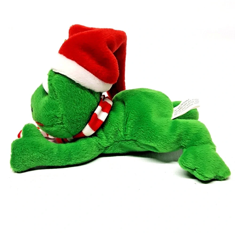 Christmas Plush Frog In Santa Hat & Scarf 7